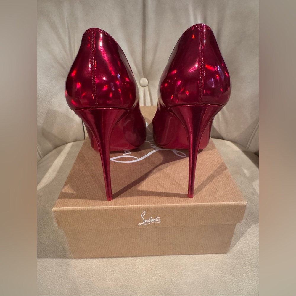 Christian Louboutin Metallic Red Pointed-Toe Pumps - Picture 2 of 3